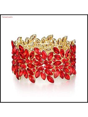 Marquise Crystal Art Deco Stretch Bracelet Vintage Wedding Prom Jewelry